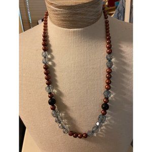Women's Necklace, Plastic, Faceted, Pearlized, Beaded